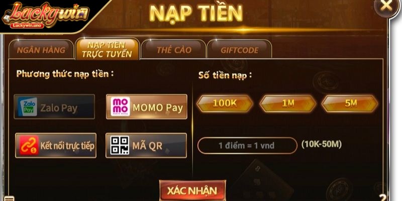 Các bước nạp tiền Luckywin nhanh chóng nhất